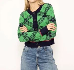 Goldie Plaid Cardigan In Green