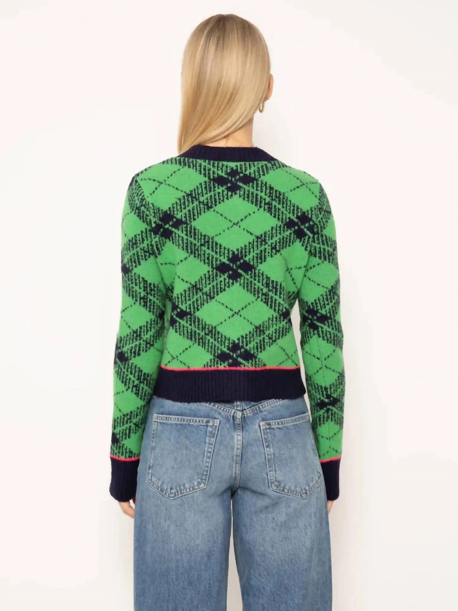 Goldie Plaid Cardigan In Green