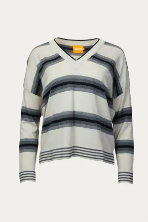 Gradient Striped V-Neck Jumper In Canvas