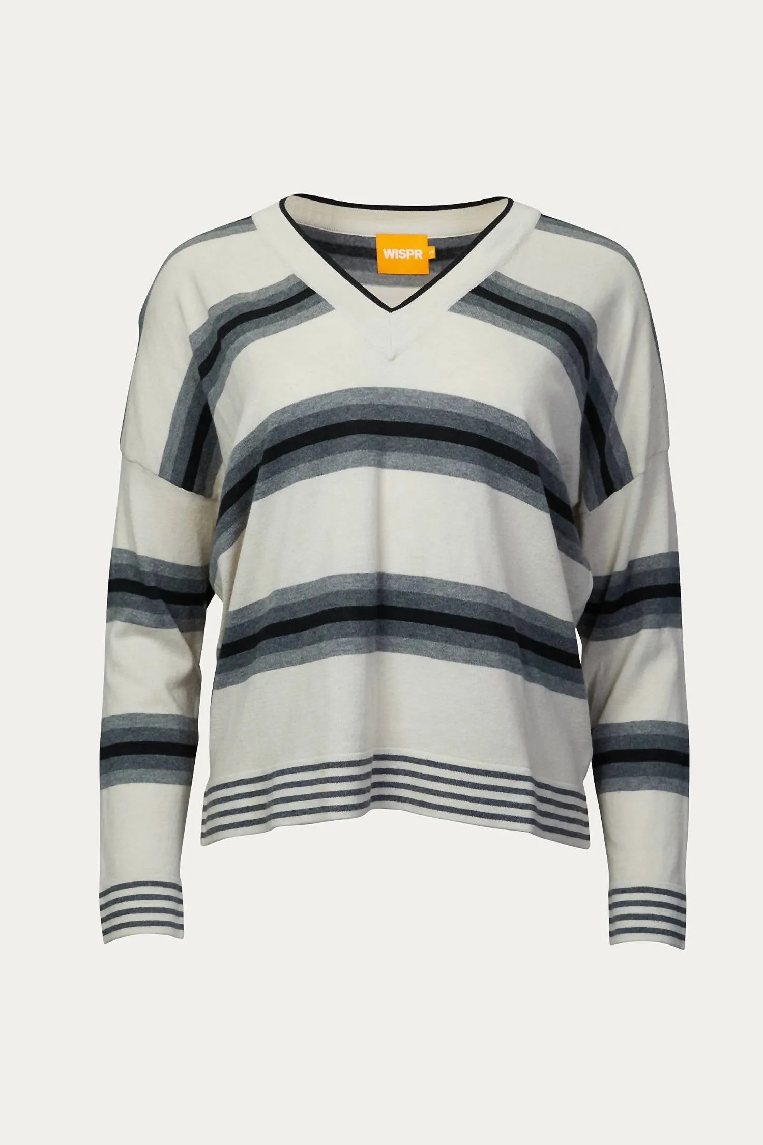 Gradient Striped V-Neck Jumper In Canvas