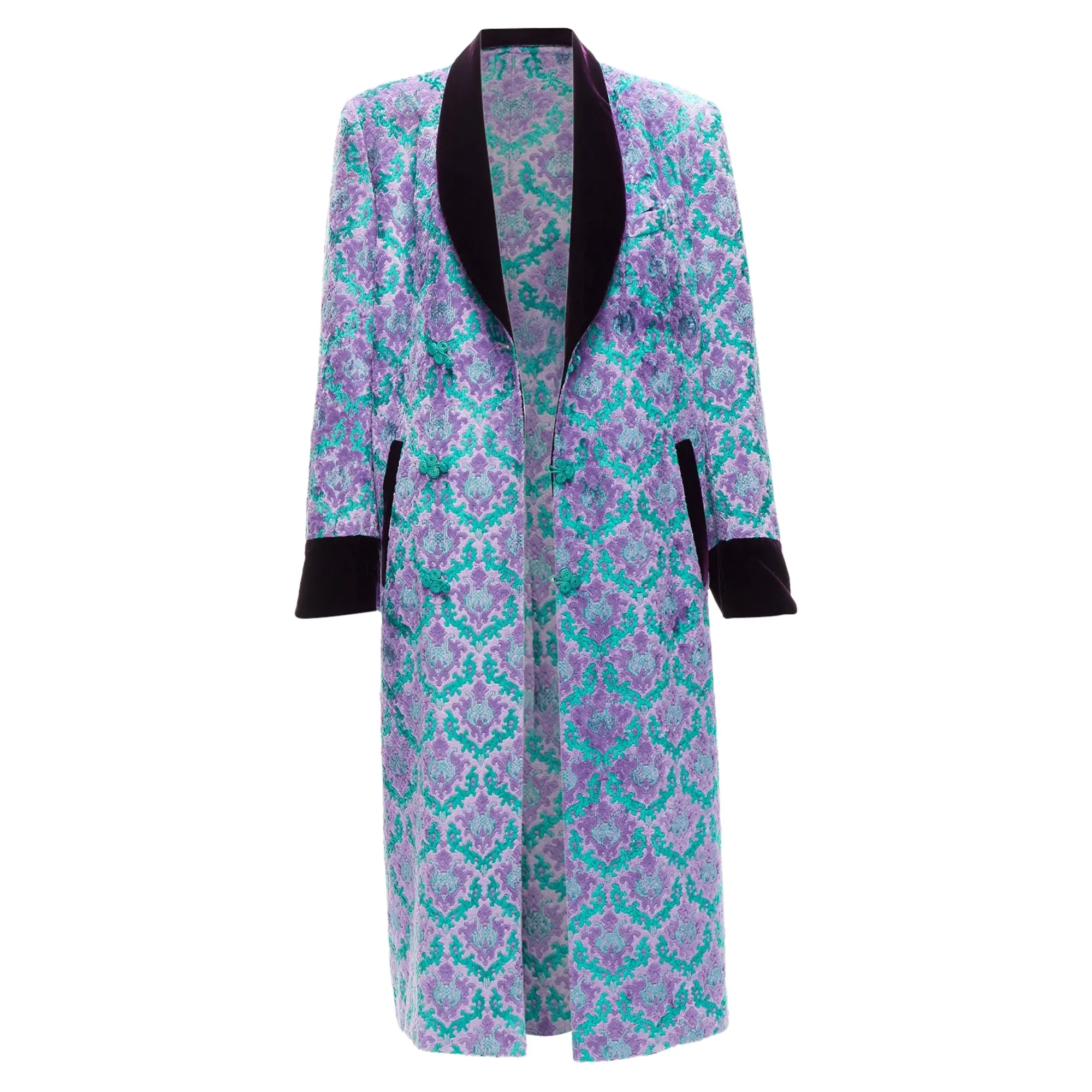 Gvgv tapestry jacquard velvet belted robe coat