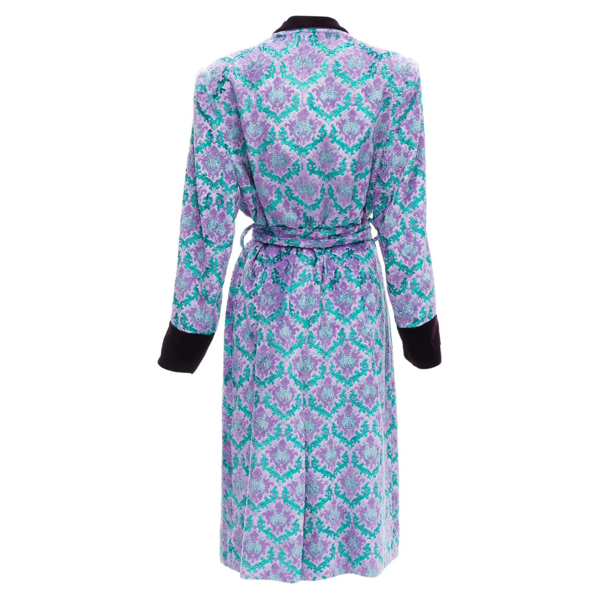Gvgv tapestry jacquard velvet belted robe coat