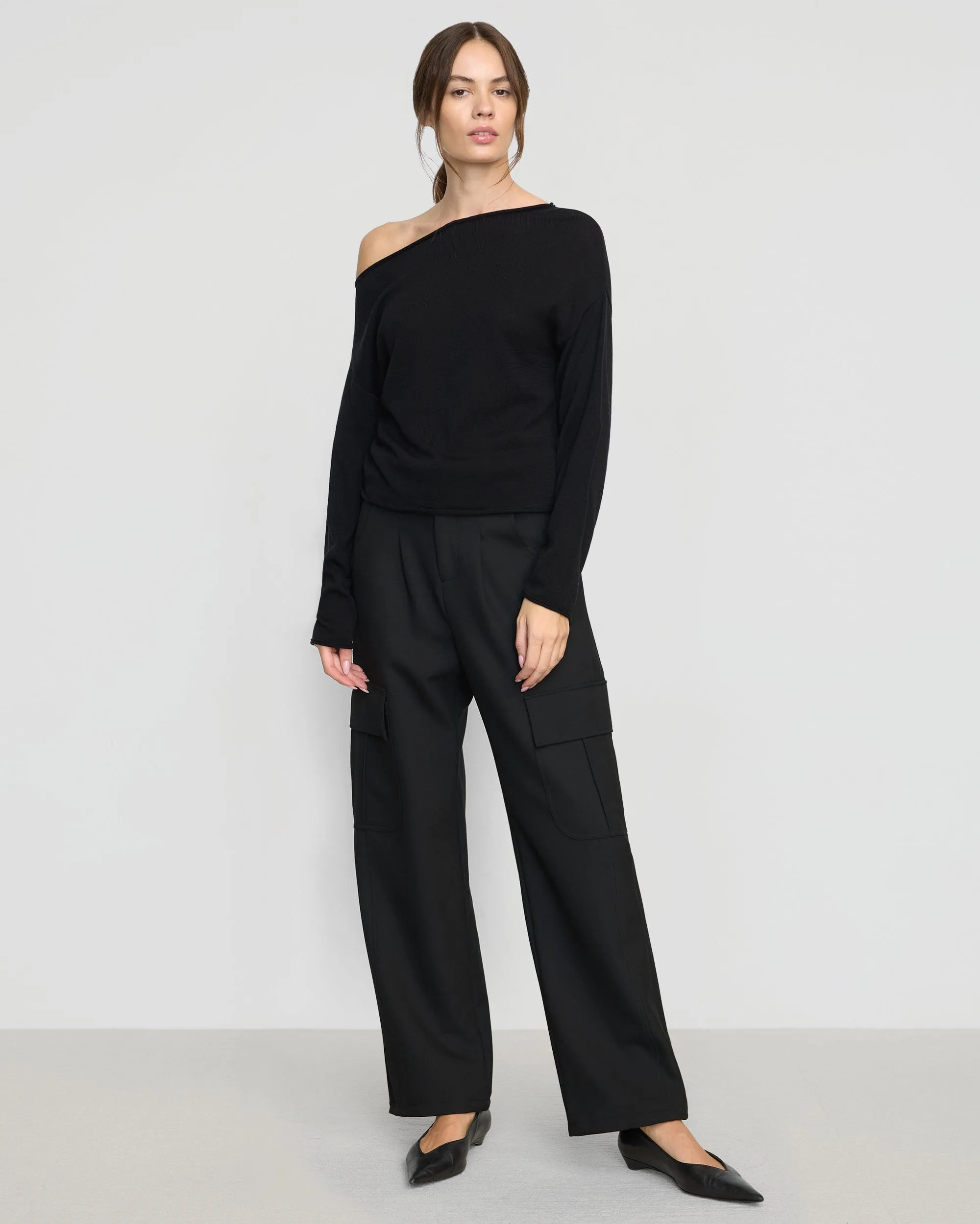 Hachi Tencel-Wool Off-Shoulder Sweater