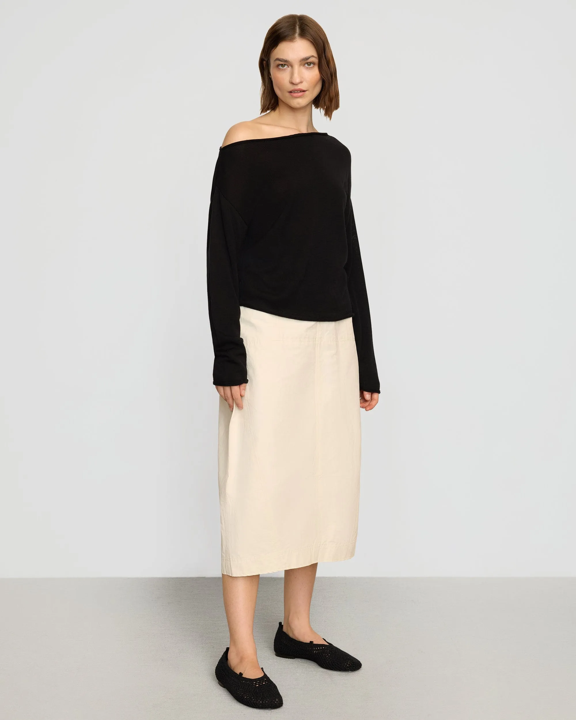 Hachi Tencel-Wool Off-Shoulder Sweater