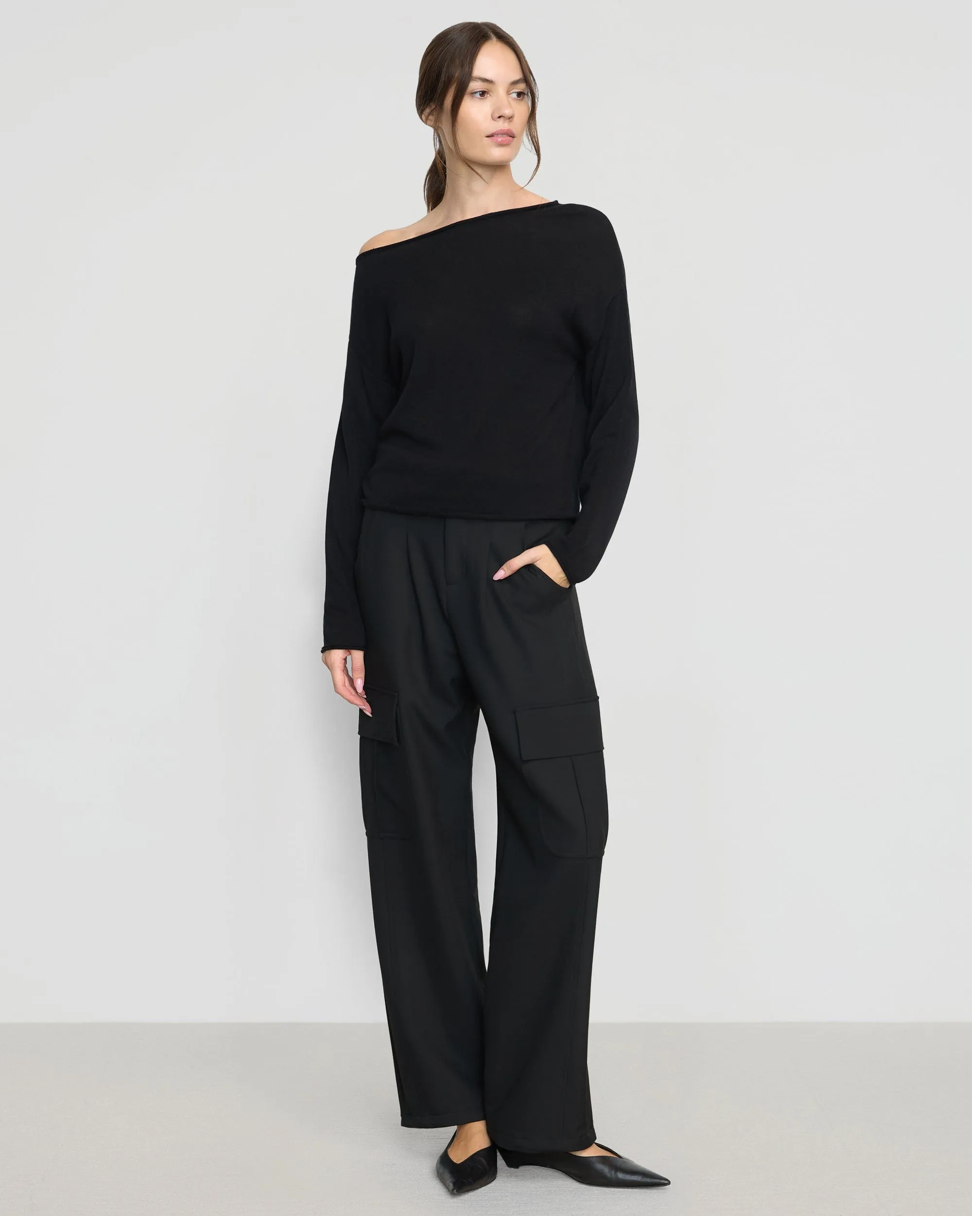 Hachi Tencel-Wool Off-Shoulder Sweater