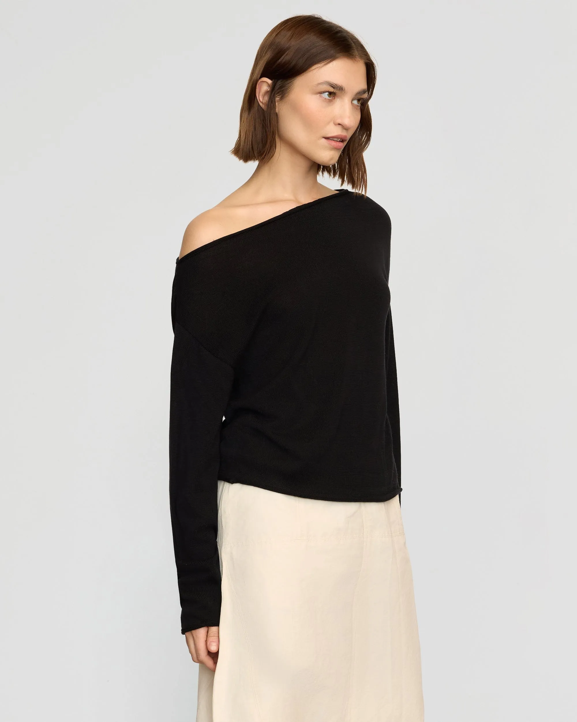 Hachi Tencel-Wool Off-Shoulder Sweater