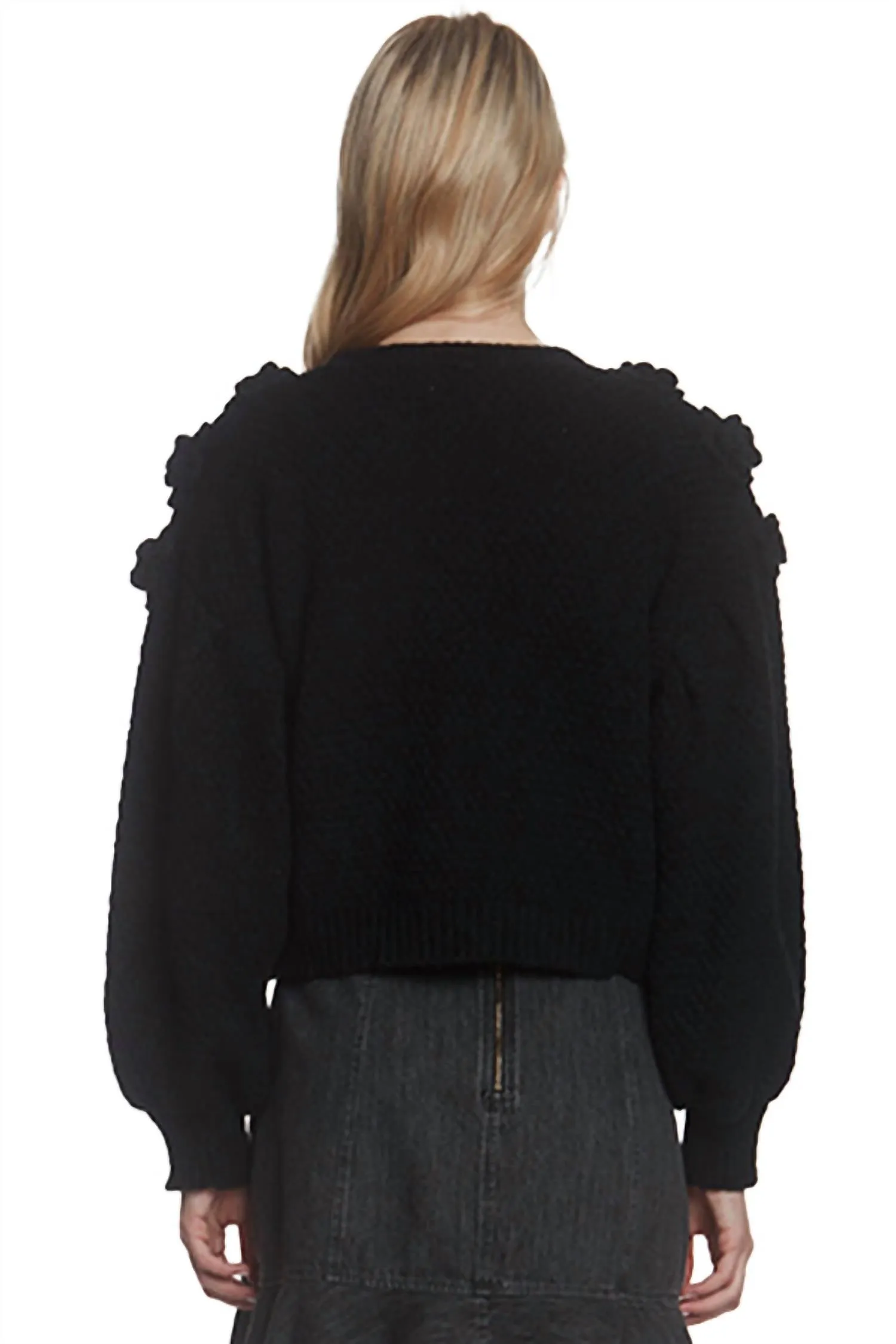 Handmade Applique Cardigan In Black