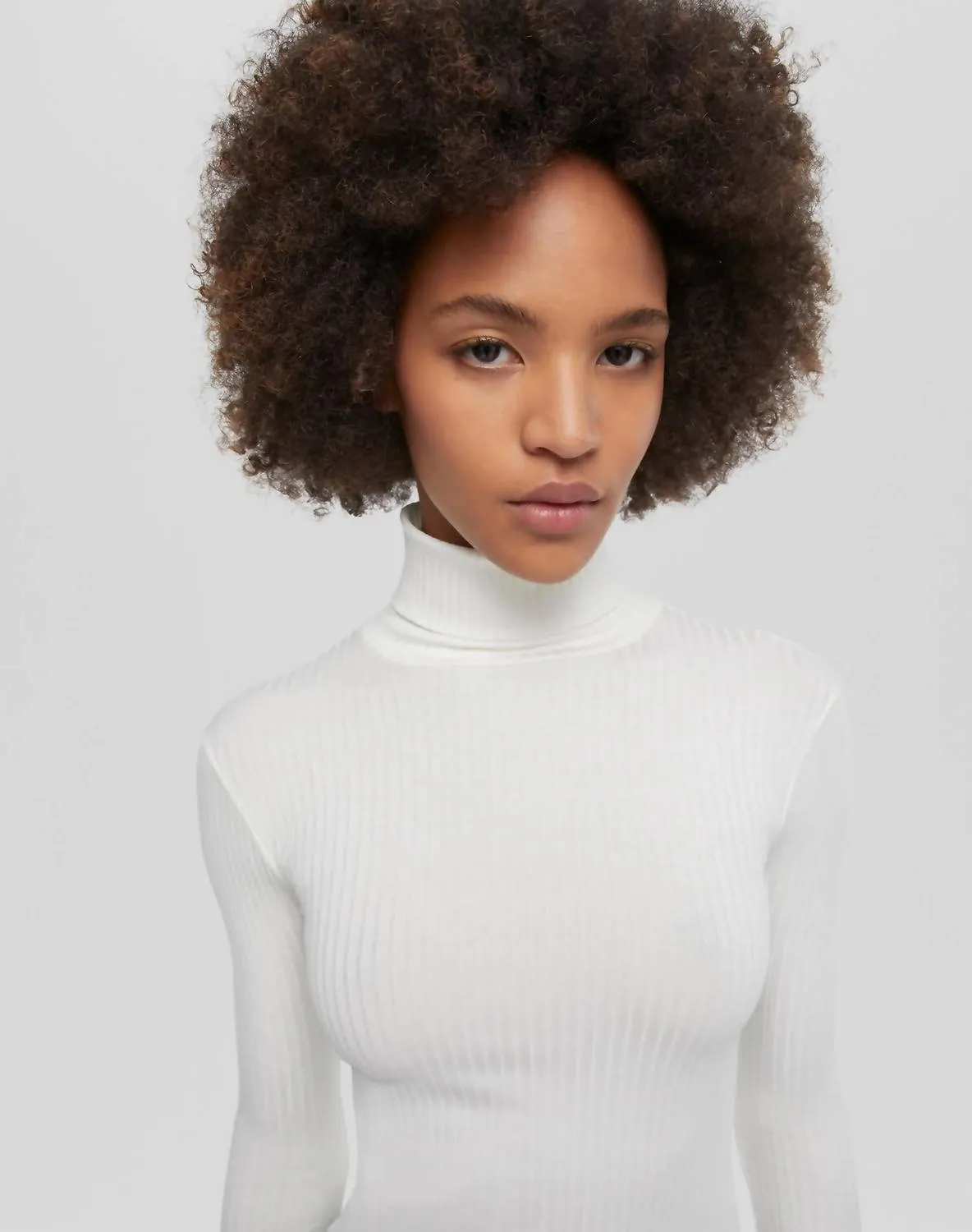 Hanes Ribbed Turtleneck Sweater In Vintage White