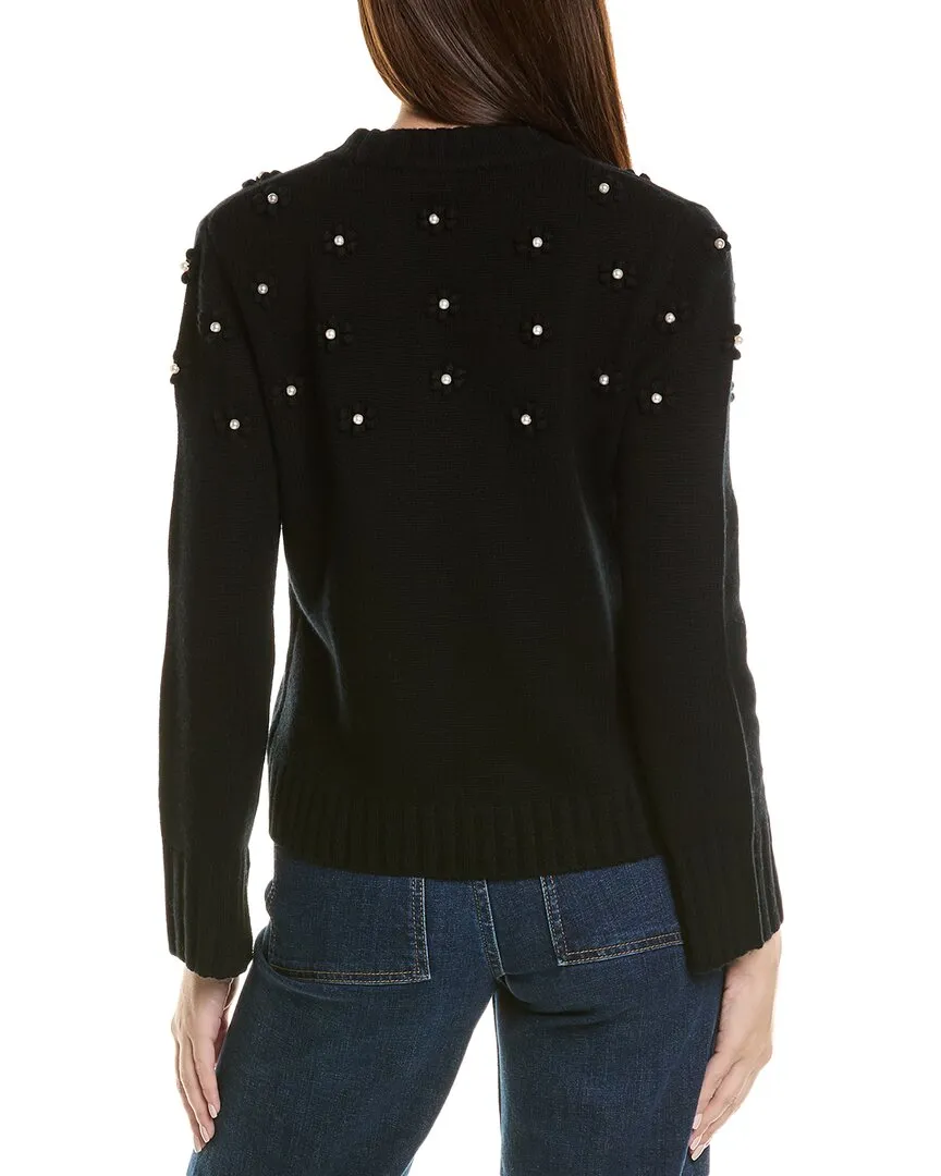 Hannah Rose Pearl Bobble Cluster Wool & Cashmere-Blend Sweater