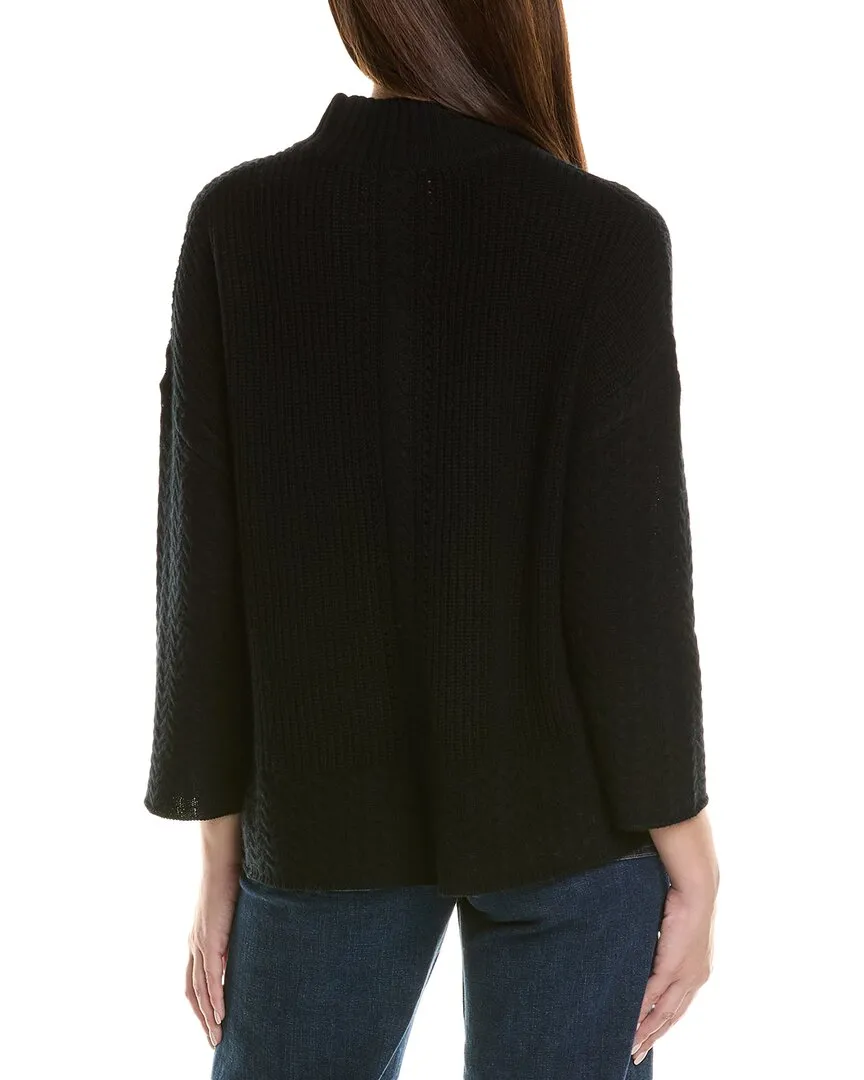Hannah Rose Shaker Cable Turtleneck Wool & Cashmere-Blend Sweater