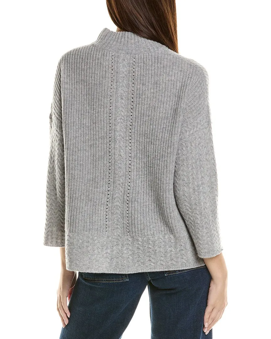 Hannah Rose Shaker Cable Turtleneck Wool & Cashmere-Blend Sweater