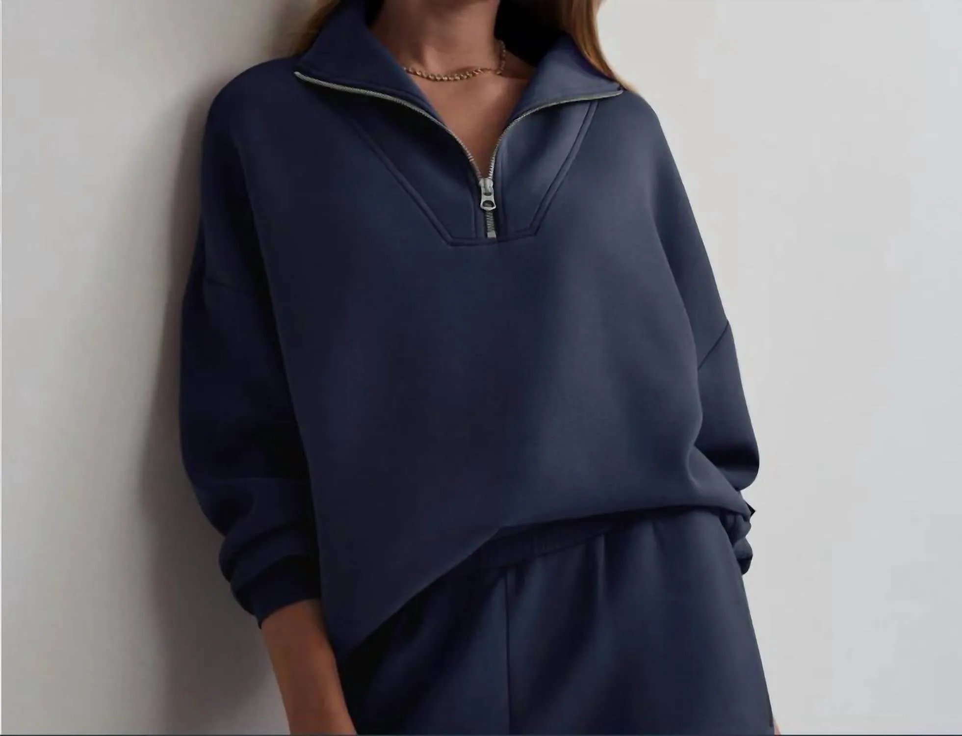 Hawley Half Zip Sweat In Blue Nights
