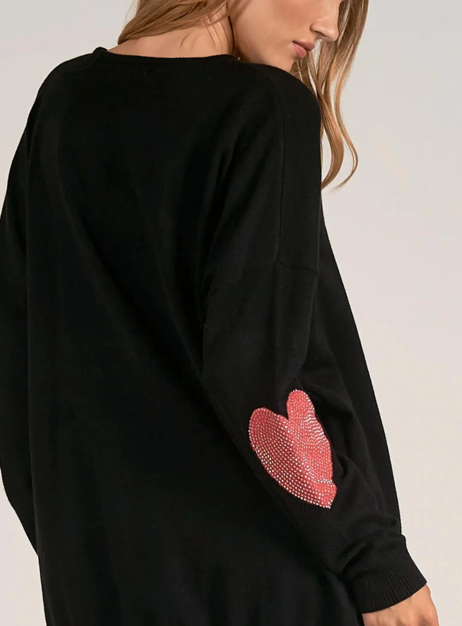 Heart Patched Top In Black