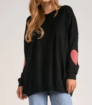 Heart Patched Top In Black