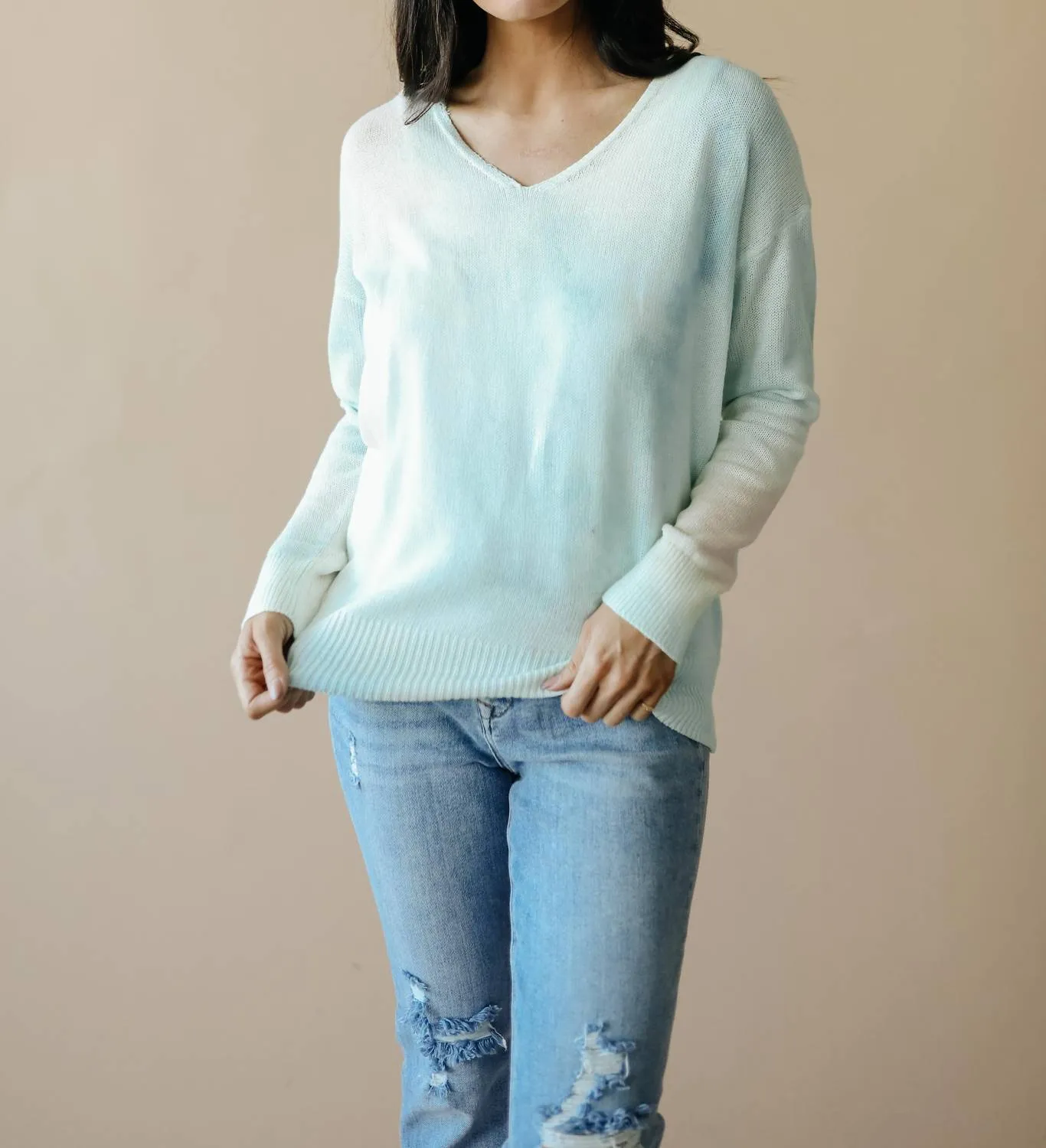 Heavenly Sweater In Pale Peach & Aqua