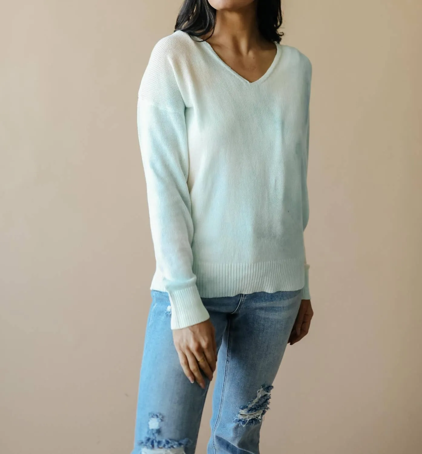 Heavenly Sweater In Pale Peach & Aqua