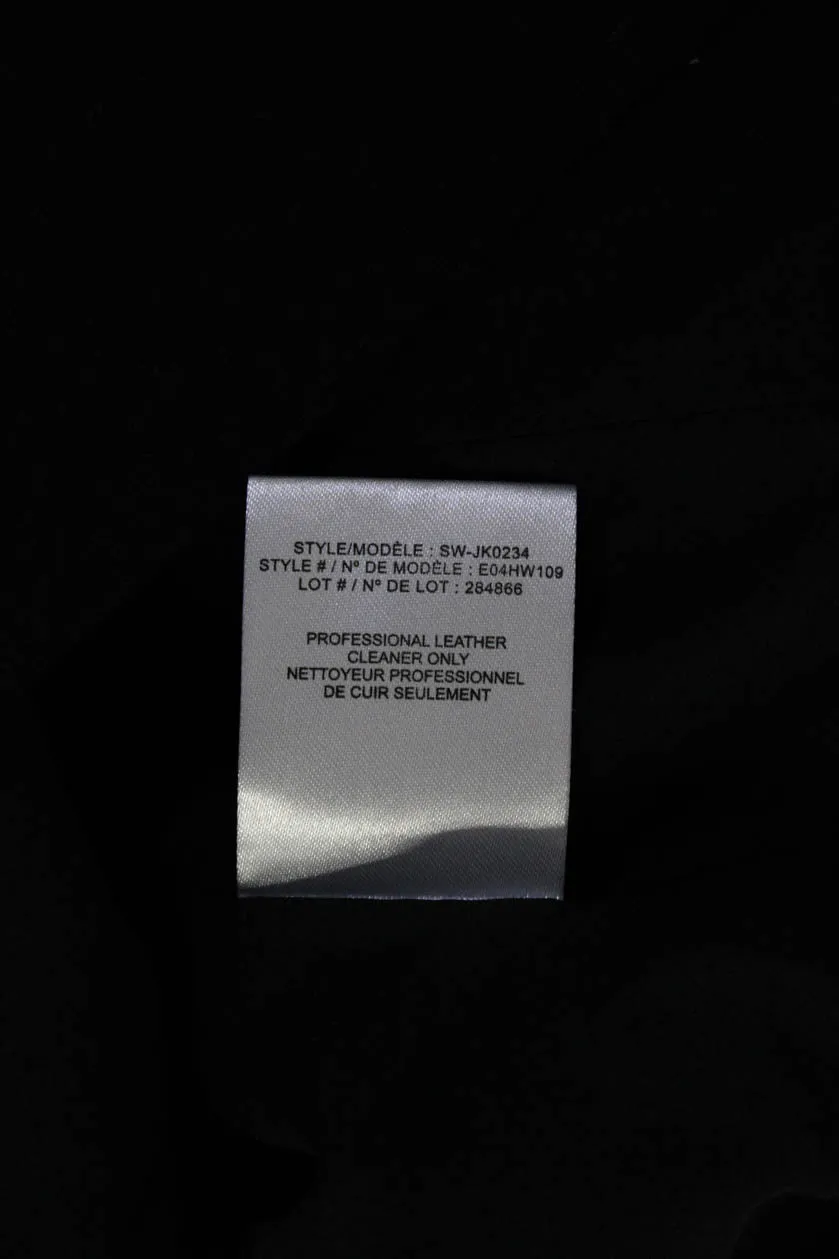Helmut Lang Women's Long Sleeves Asymmetrical Leather Moto Jacket Black