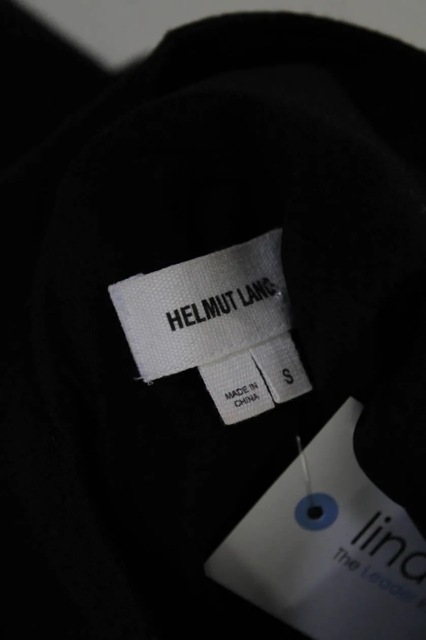 Helmut Lang Women's Long Sleeves Asymmetrical Leather Moto Jacket Black