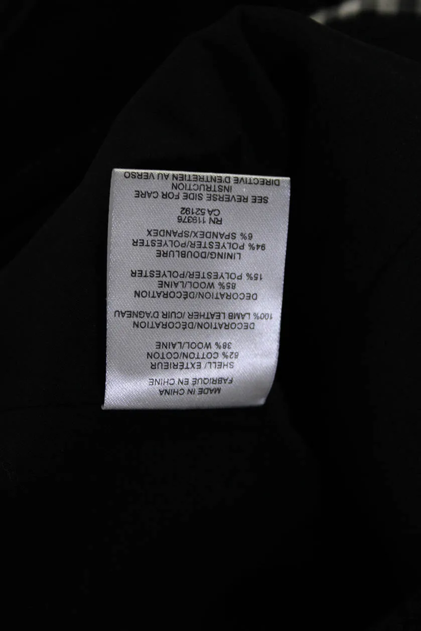 Helmut Lang Women's Long Sleeves Asymmetrical Leather Moto Jacket Black