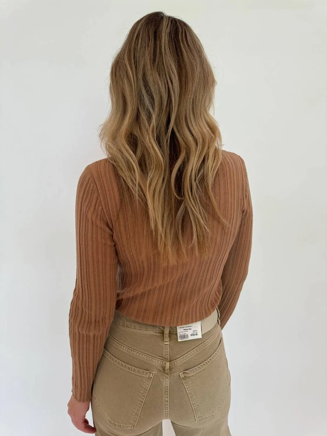 Hendrix Rib Mock Neck Top In Camel
