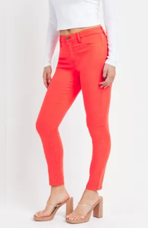 High Rise Crop Skinny In Red Orange