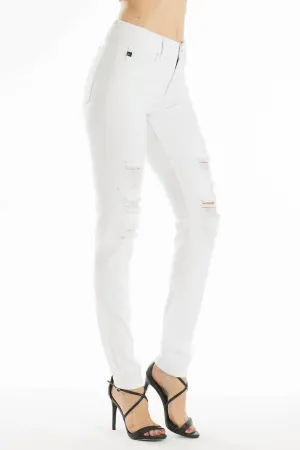High Rise Distressed Skinny Jeans In White