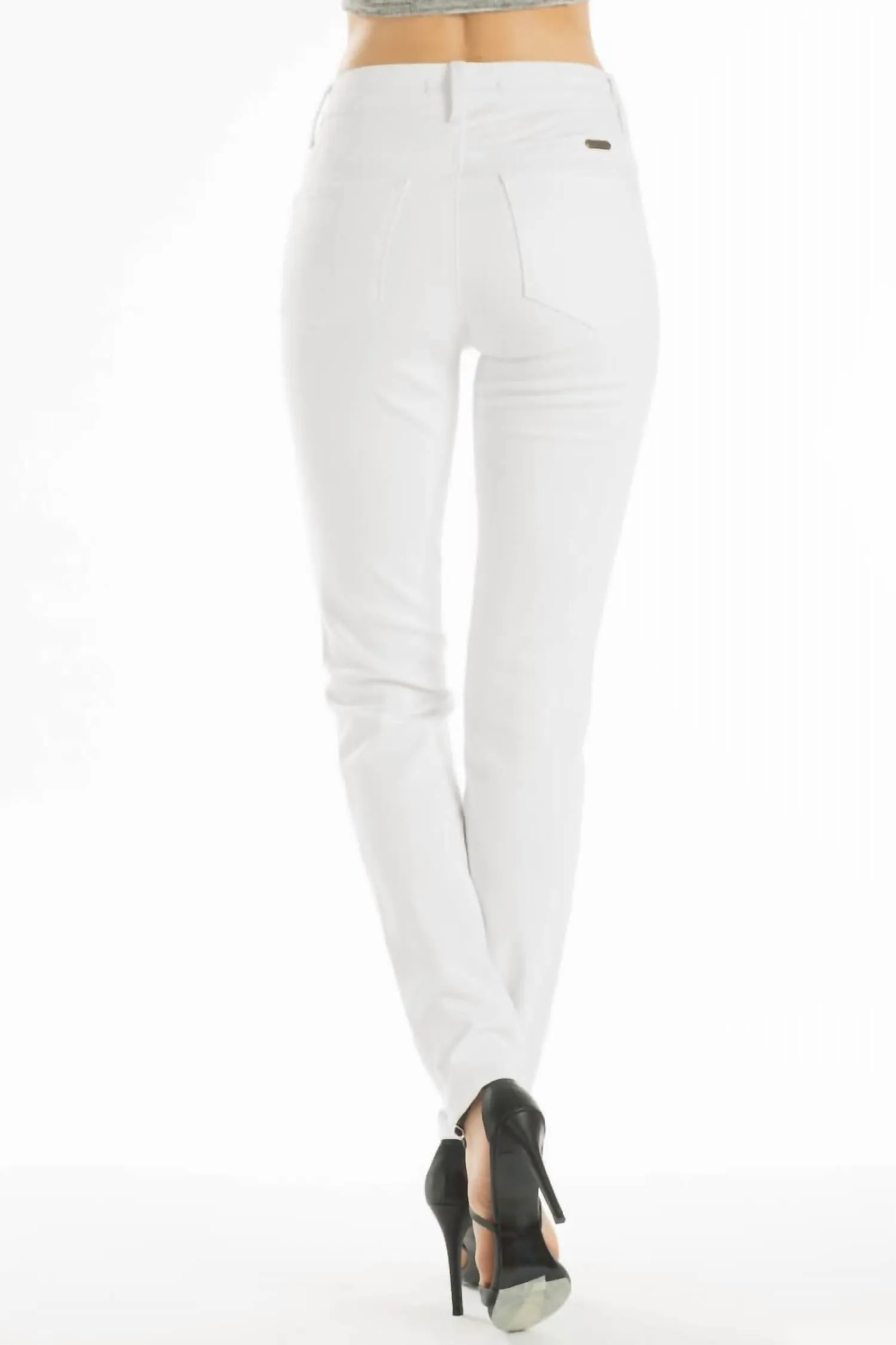 High Rise Distressed Skinny Jeans In White