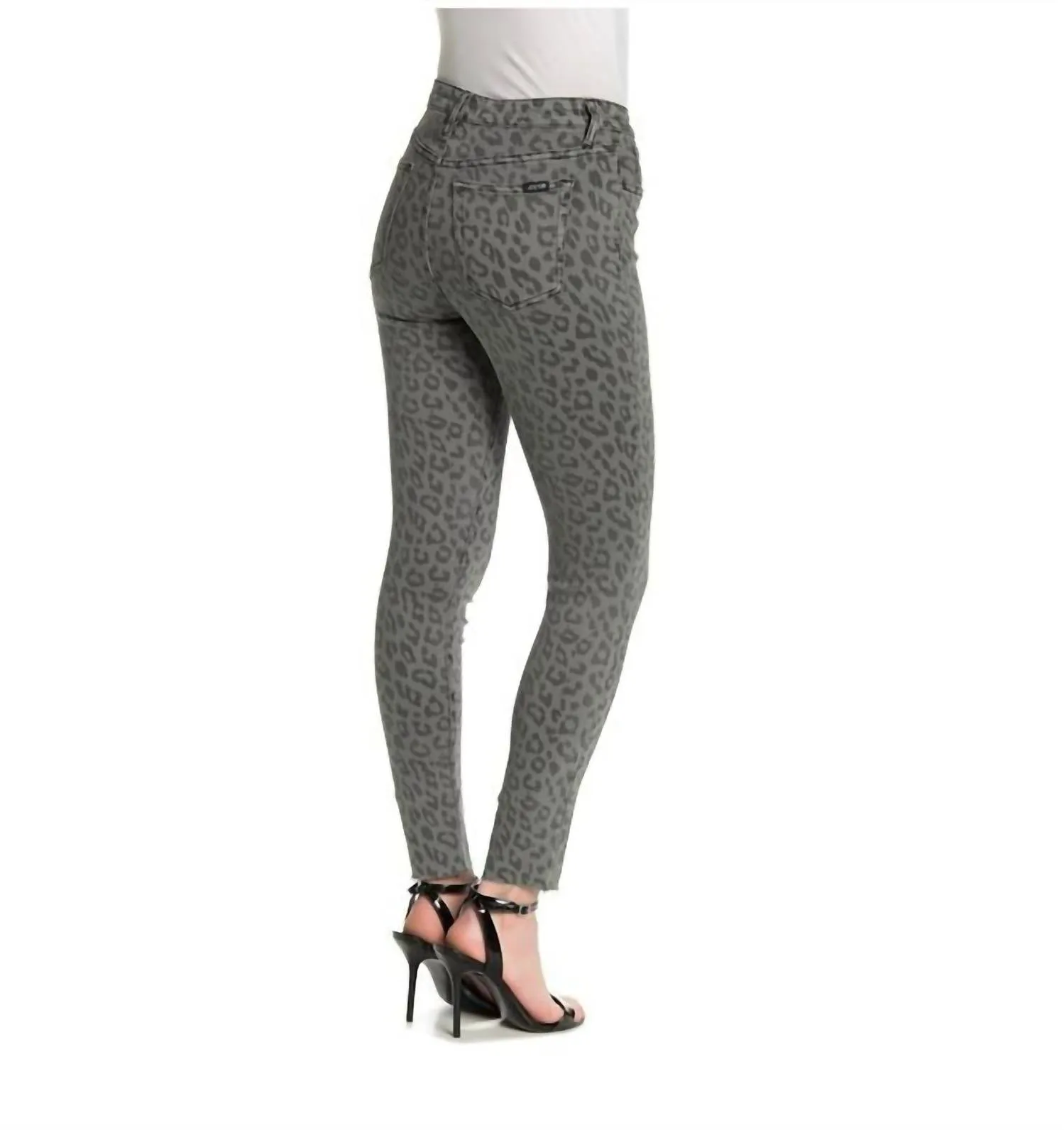 High Rise Leopard Print Skinny Jeans In Green