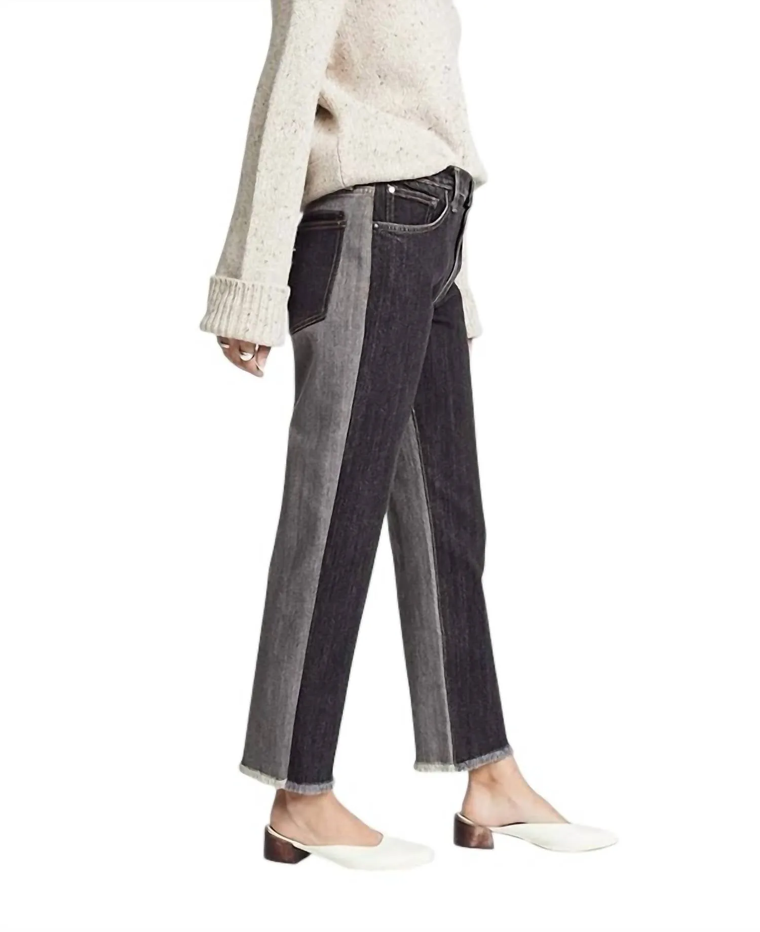 Holden Two Tone Ankle Jeans In Black/grey