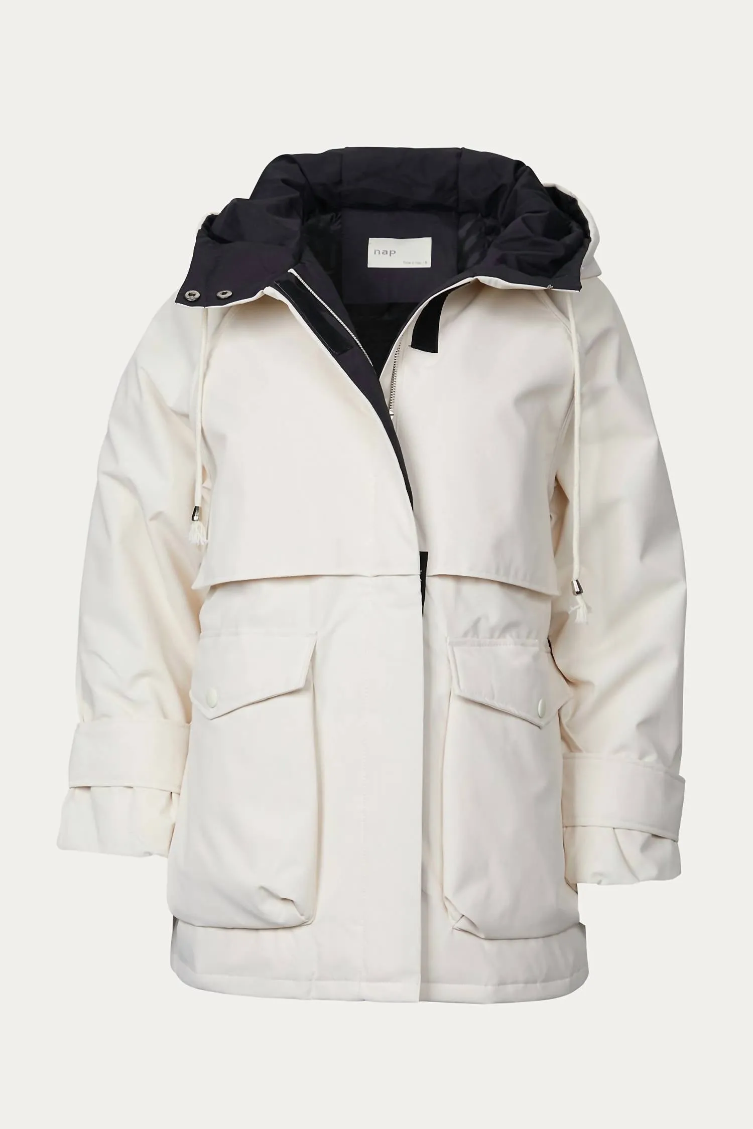 Hooded Shell Down Coat In Ivory