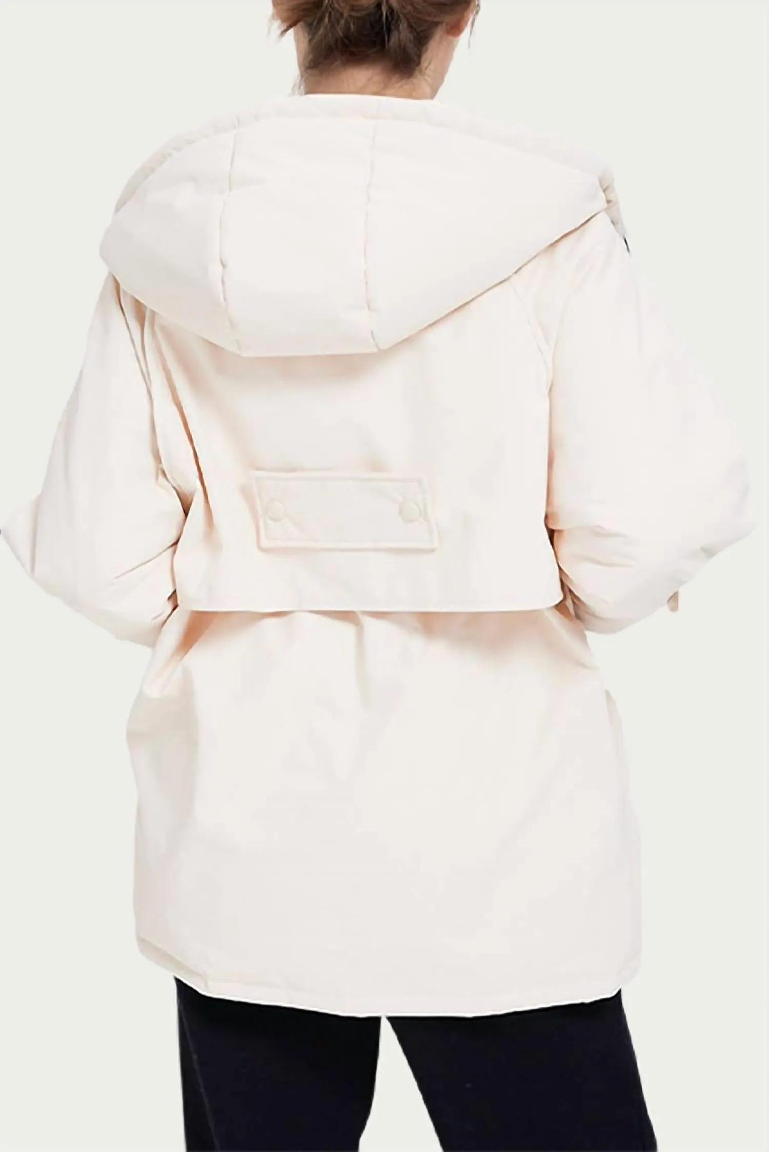 Hooded Shell Down Coat In Ivory