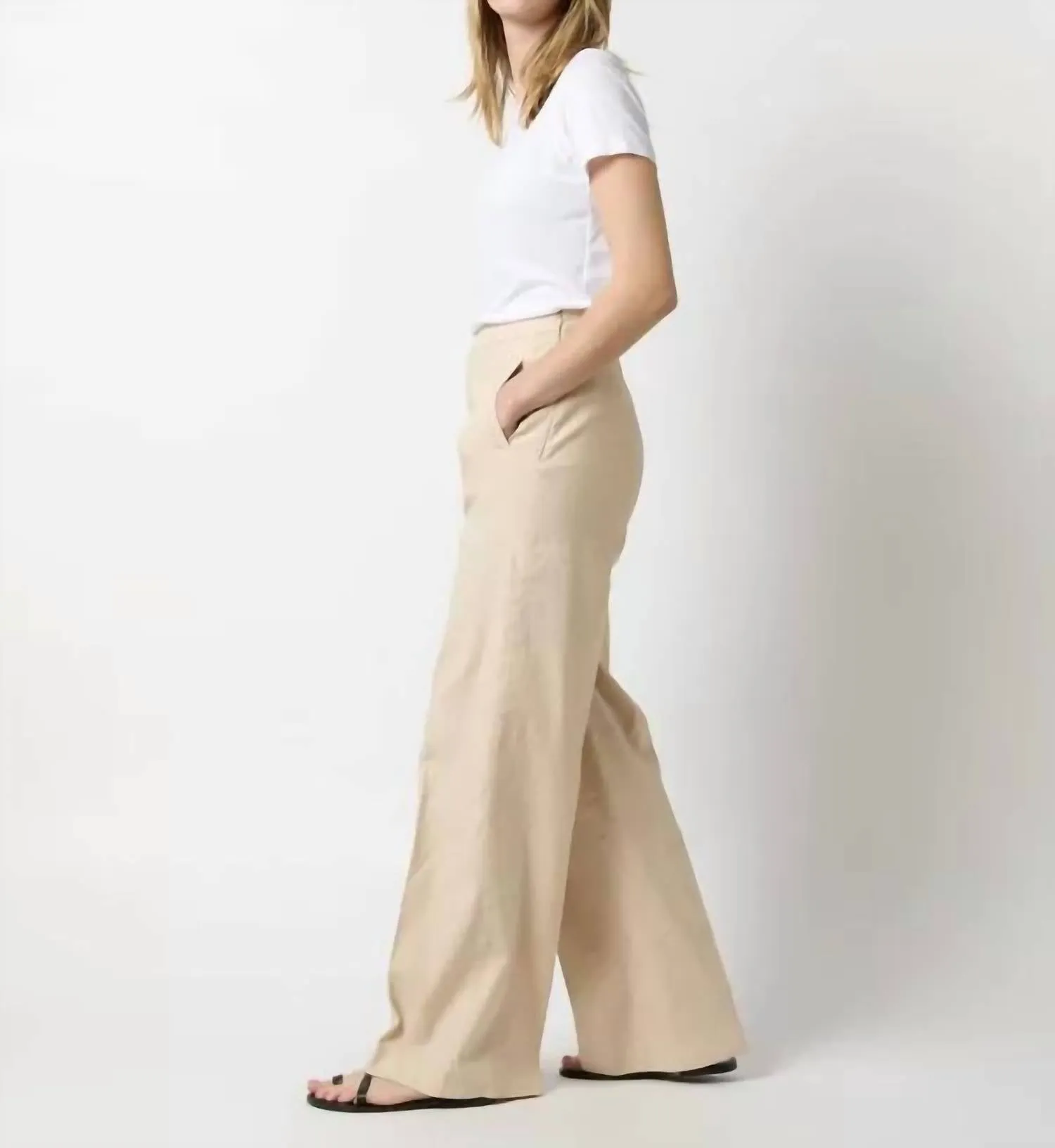 Hutton Pant In Sand Stretch Cotolino