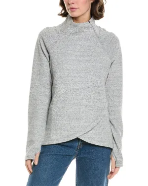 IBKUL Popcorn Stitch Asymmetrical Zip Pullover