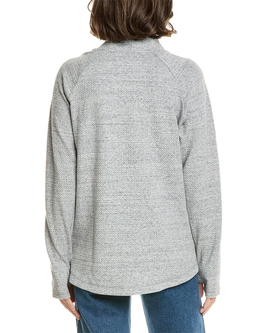 IBKUL Popcorn Stitch Asymmetrical Zip Pullover