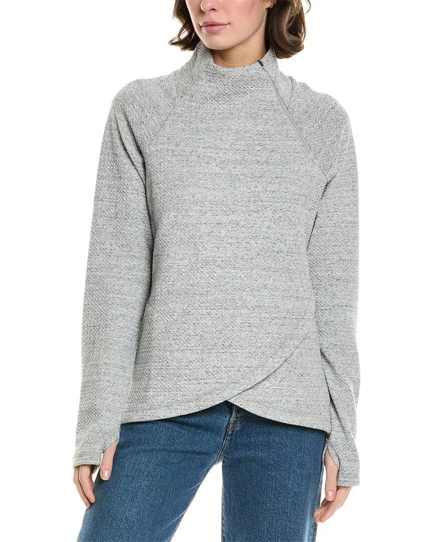 IBKUL Popcorn Stitch Asymmetrical Zip Pullover