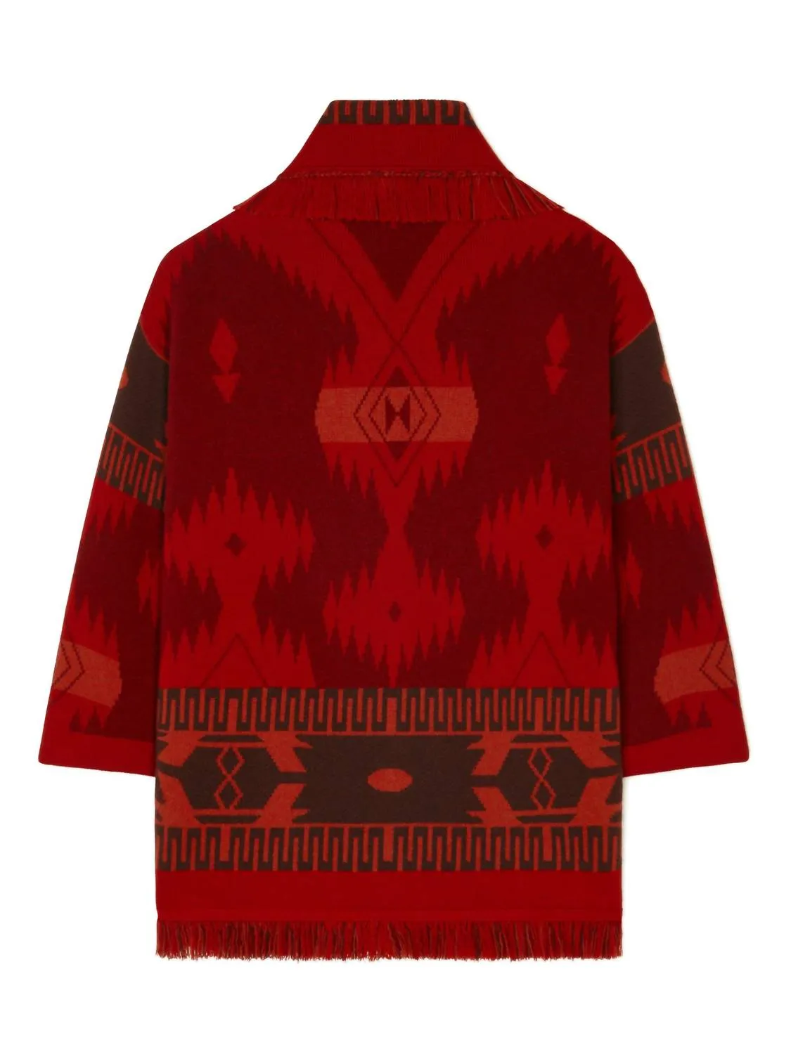 Icon Jacquard Cardigan In Russet Red/fire