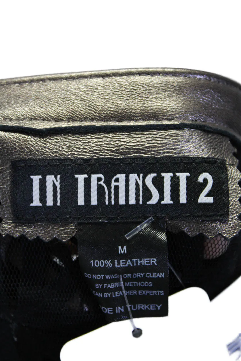 In Transit 2 Womens Bronze Leather Mesh Crew Neck Long Sleeve Jacket