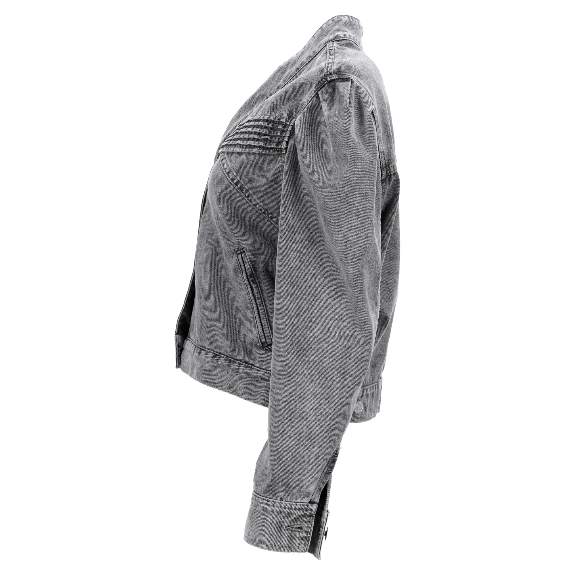 Isabel Marant Etoile Hacene Acid Wash Jacket In Grey Cotton Denim