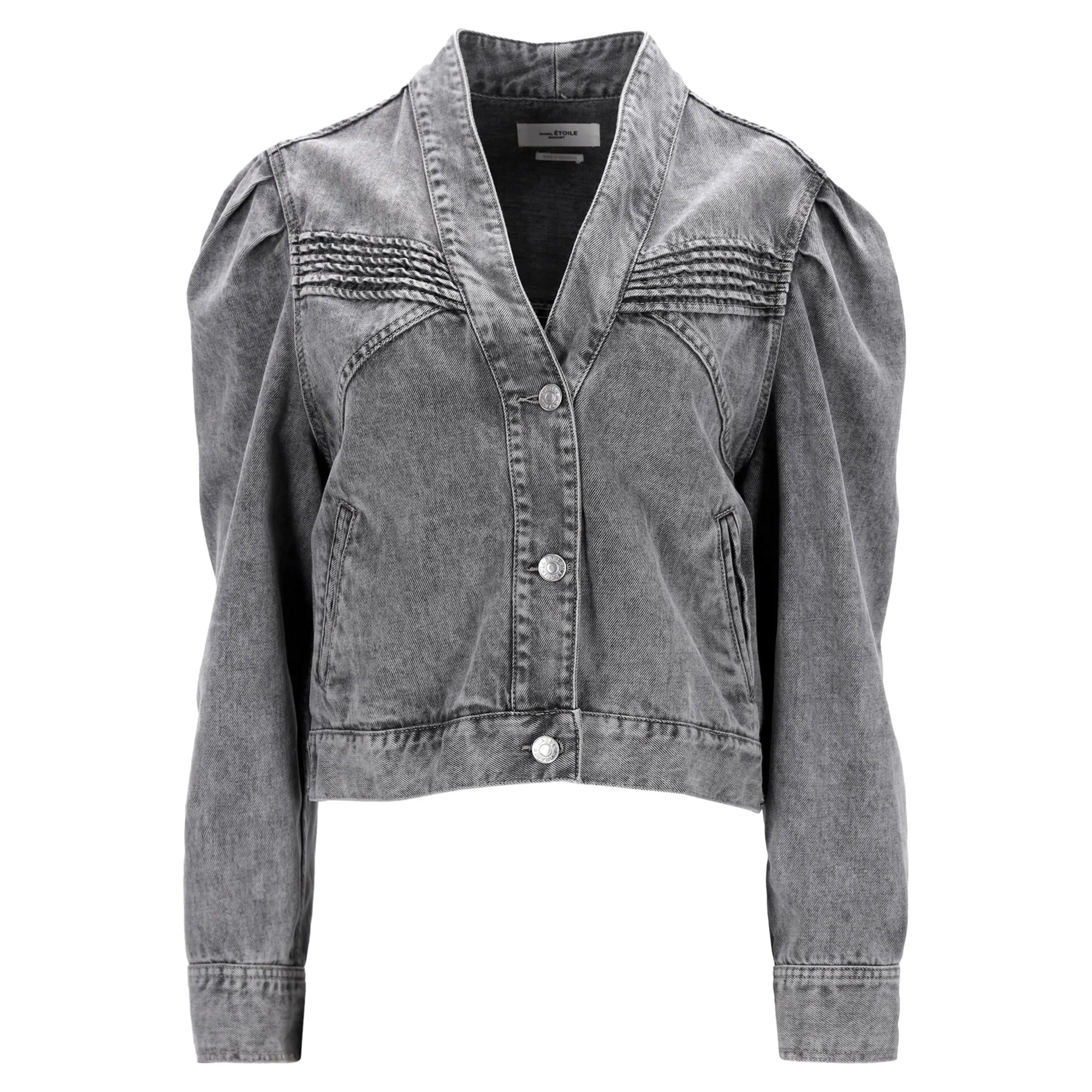Isabel Marant Etoile Hacene Acid Wash Jacket In Grey Cotton Denim