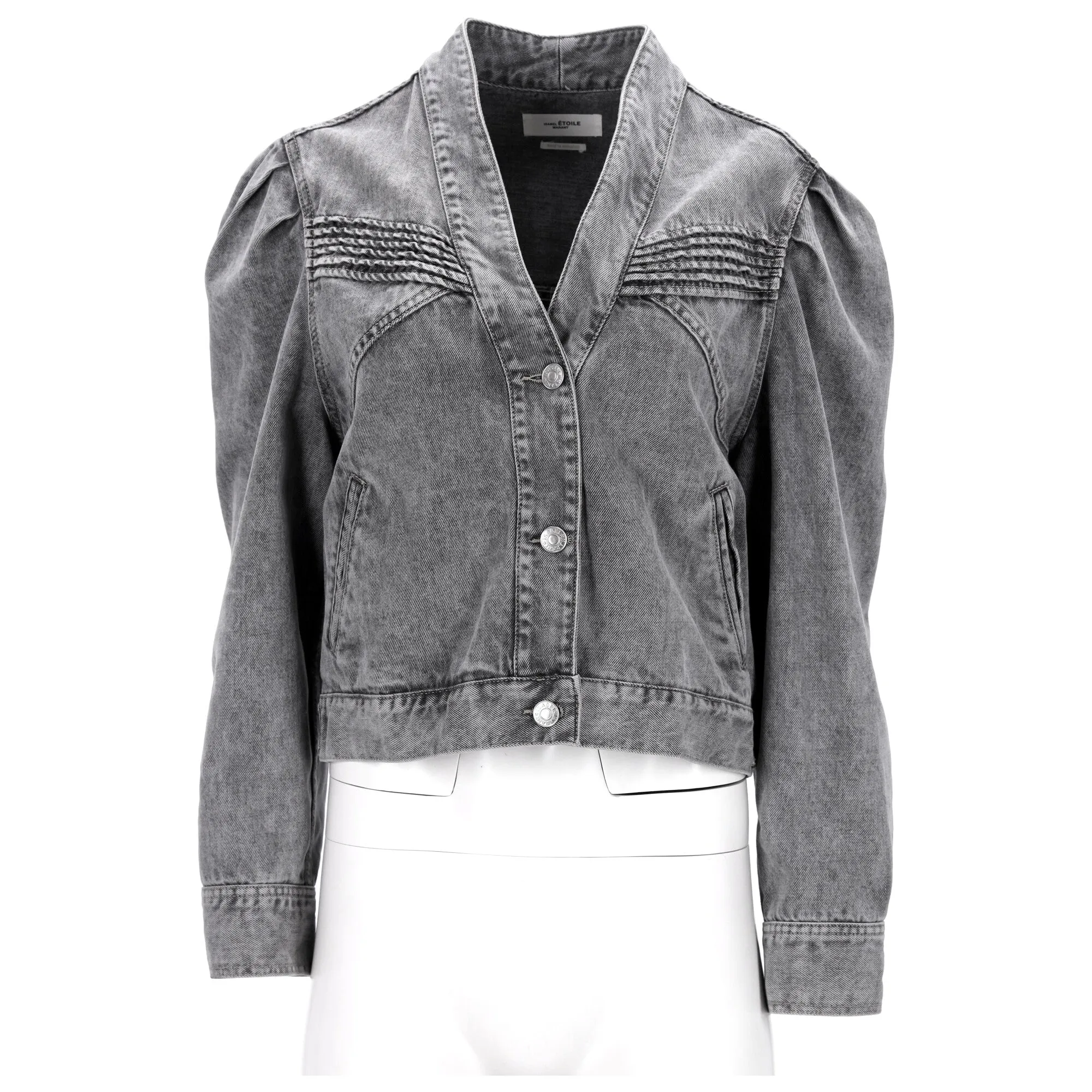 Isabel Marant Etoile Hacene Acid Wash Jacket In Grey Cotton Denim