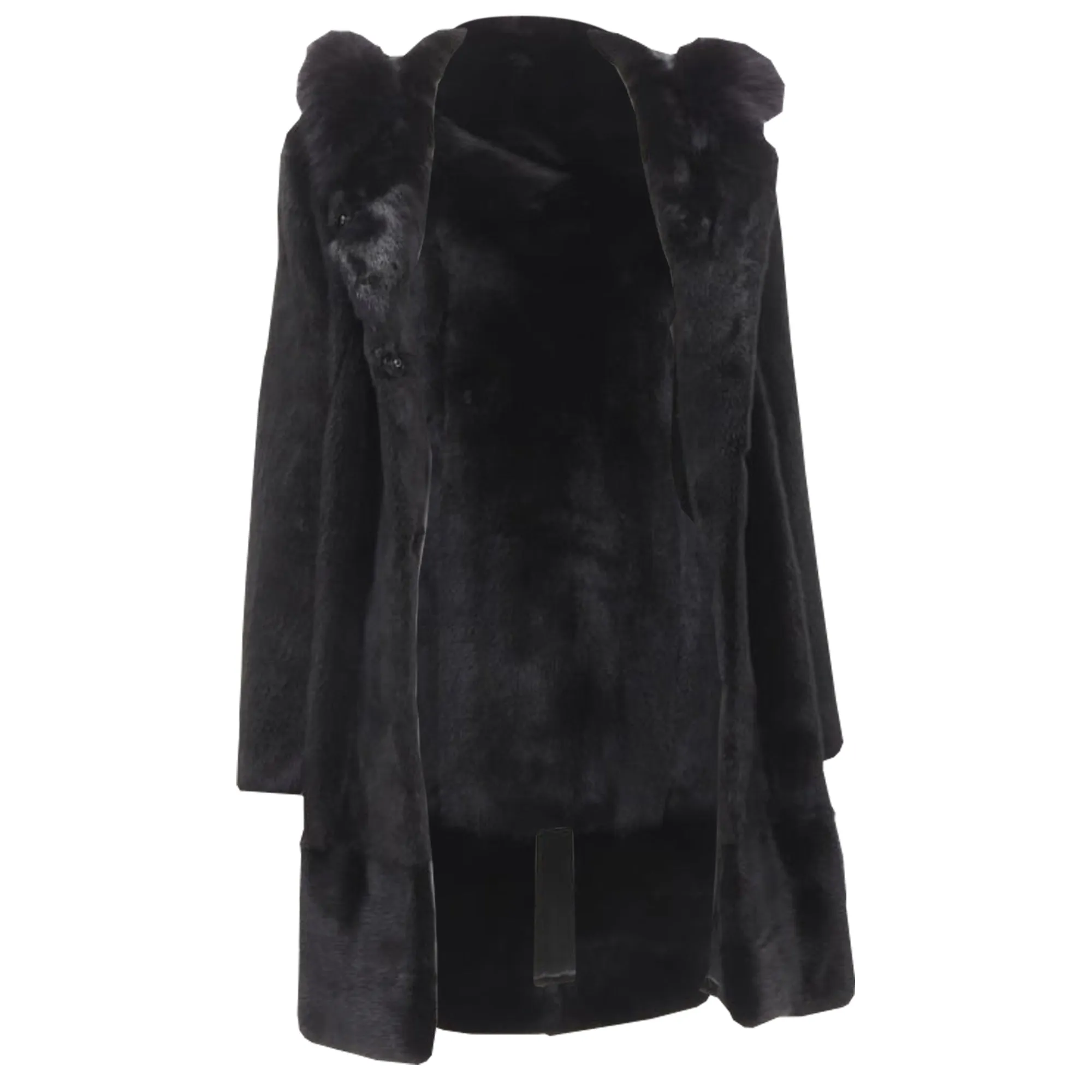 Isla fur long sleeve snap button hooded jacket
