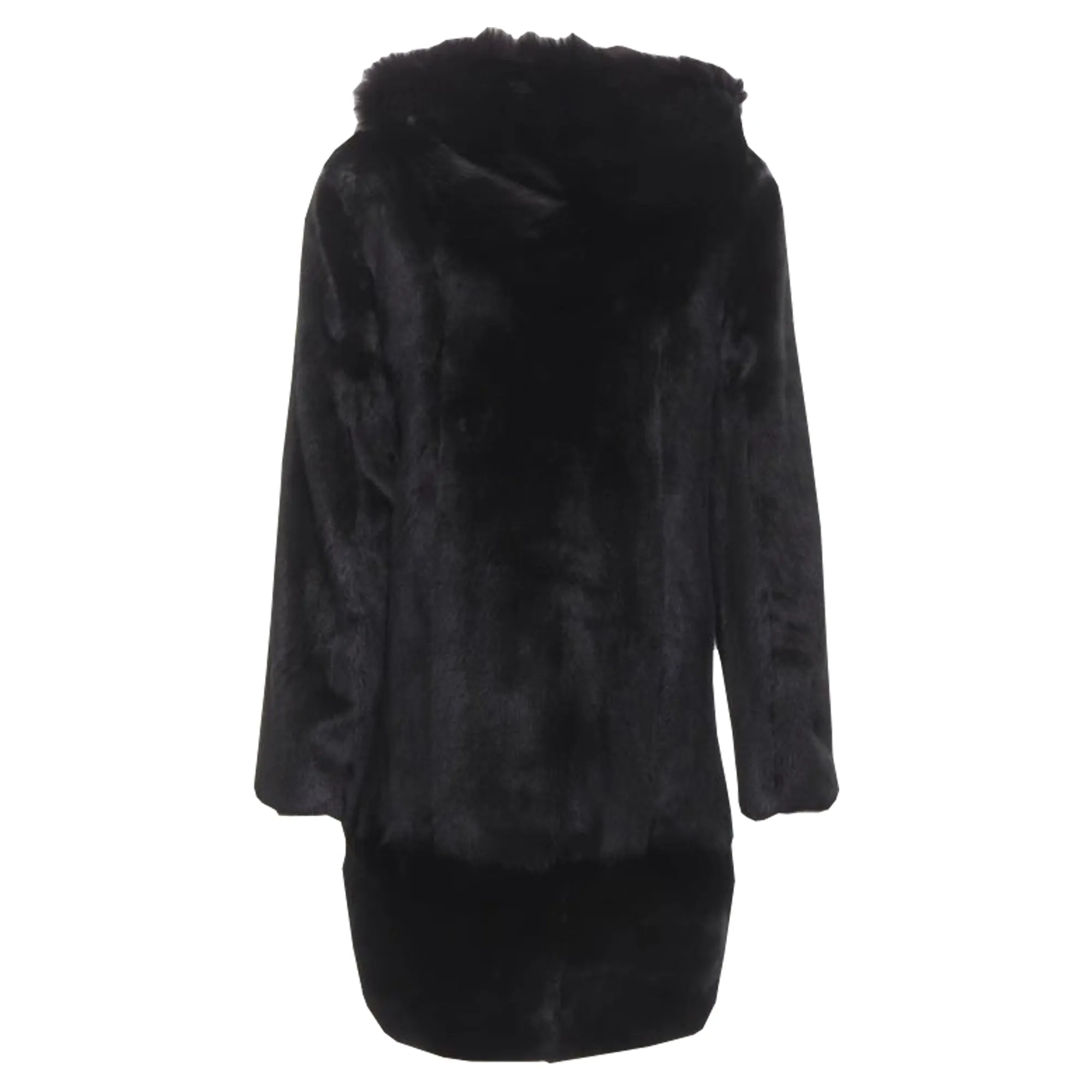 Isla fur long sleeve snap button hooded jacket
