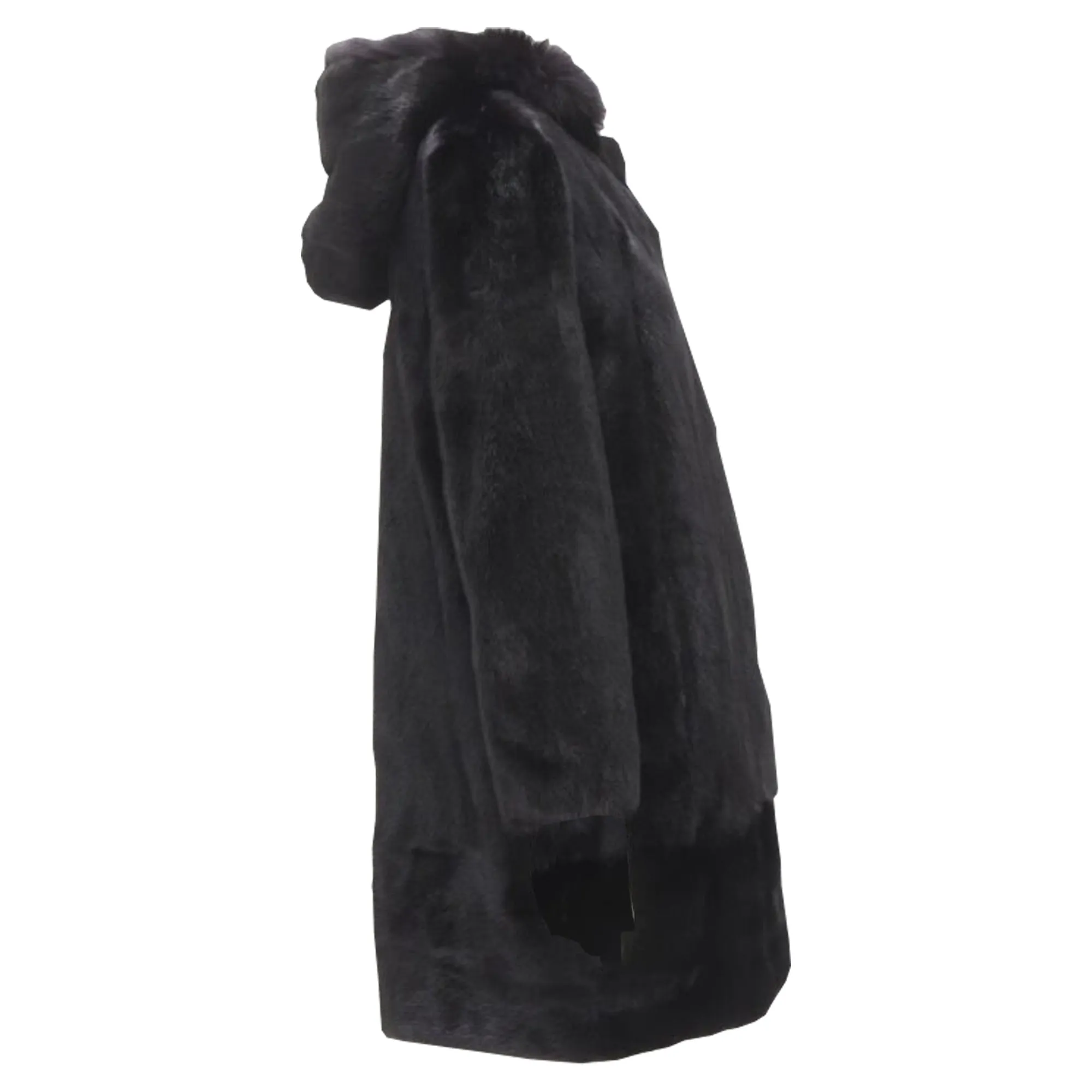 Isla fur long sleeve snap button hooded jacket