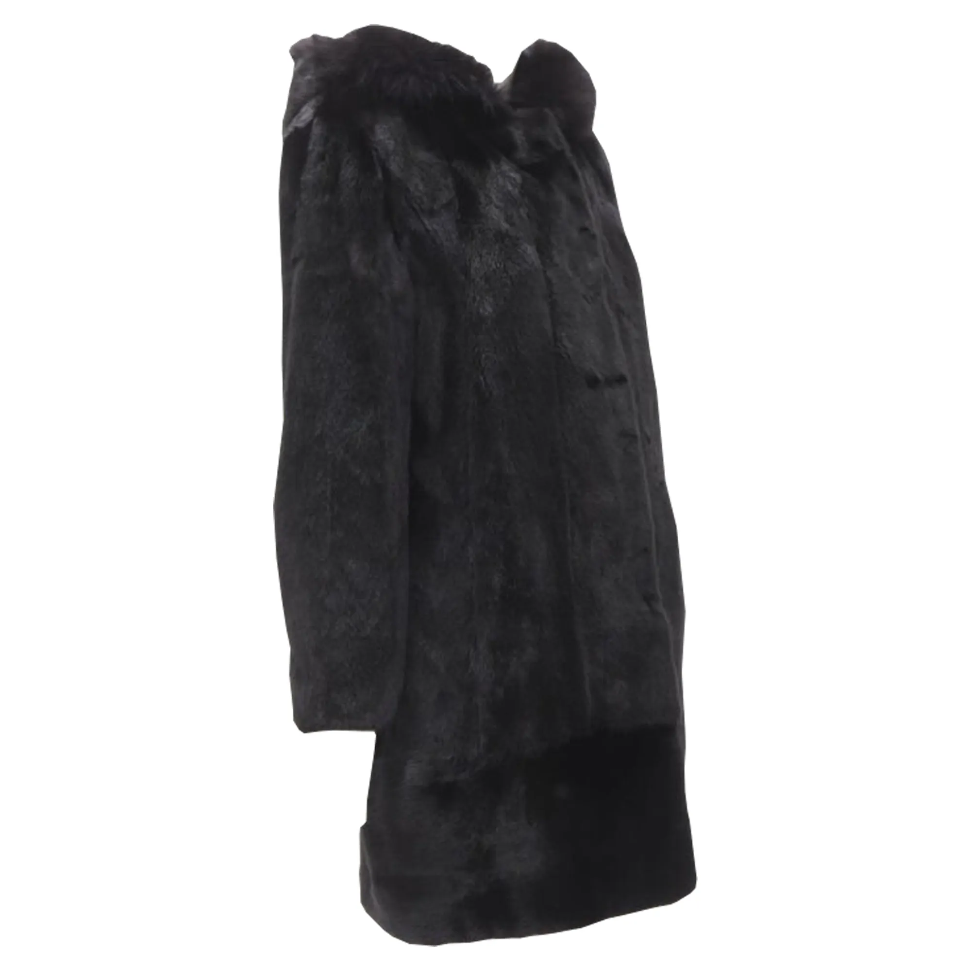 Isla fur long sleeve snap button hooded jacket