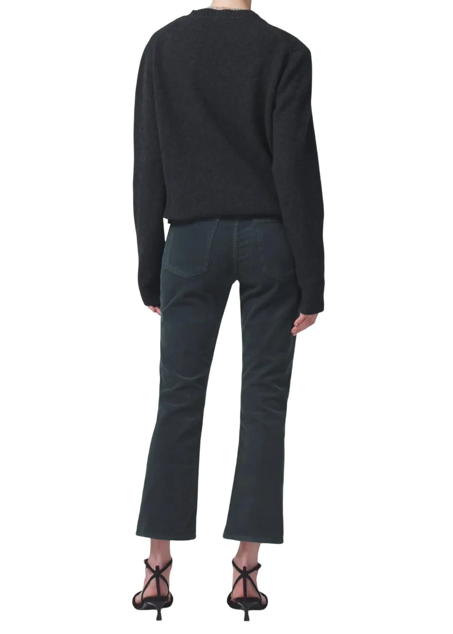Isola Cropped Boot Corduroy Jeans In Dark Green