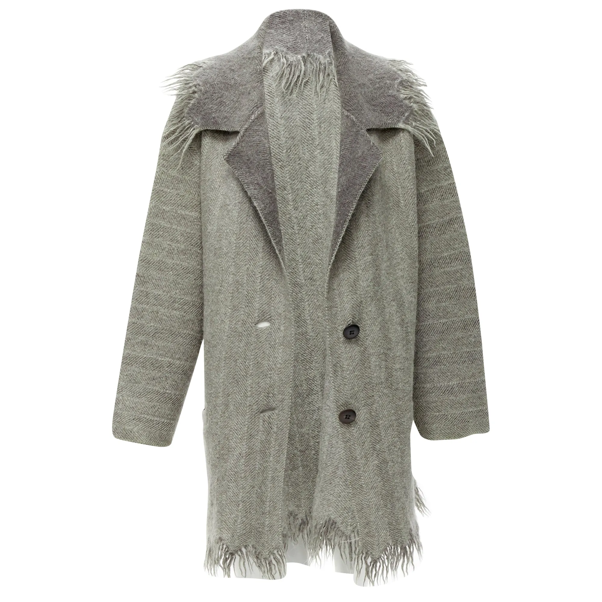 Issey Miyake ayed edge wide collar wool coat
