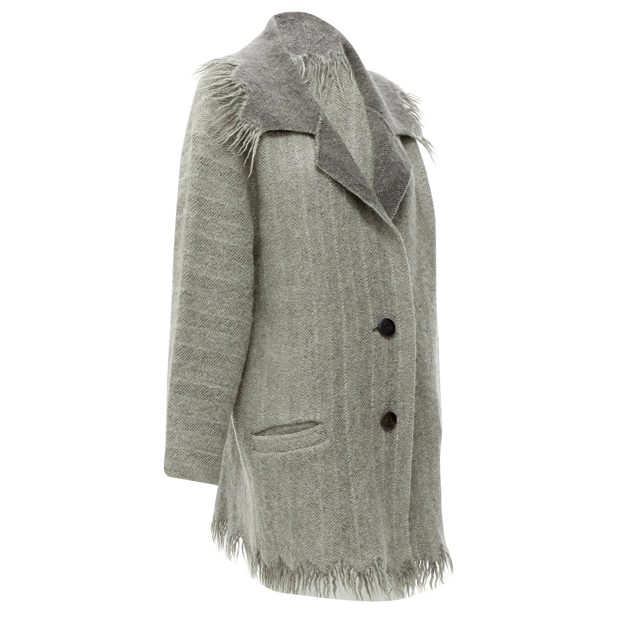 Issey Miyake ayed edge wide collar wool coat
