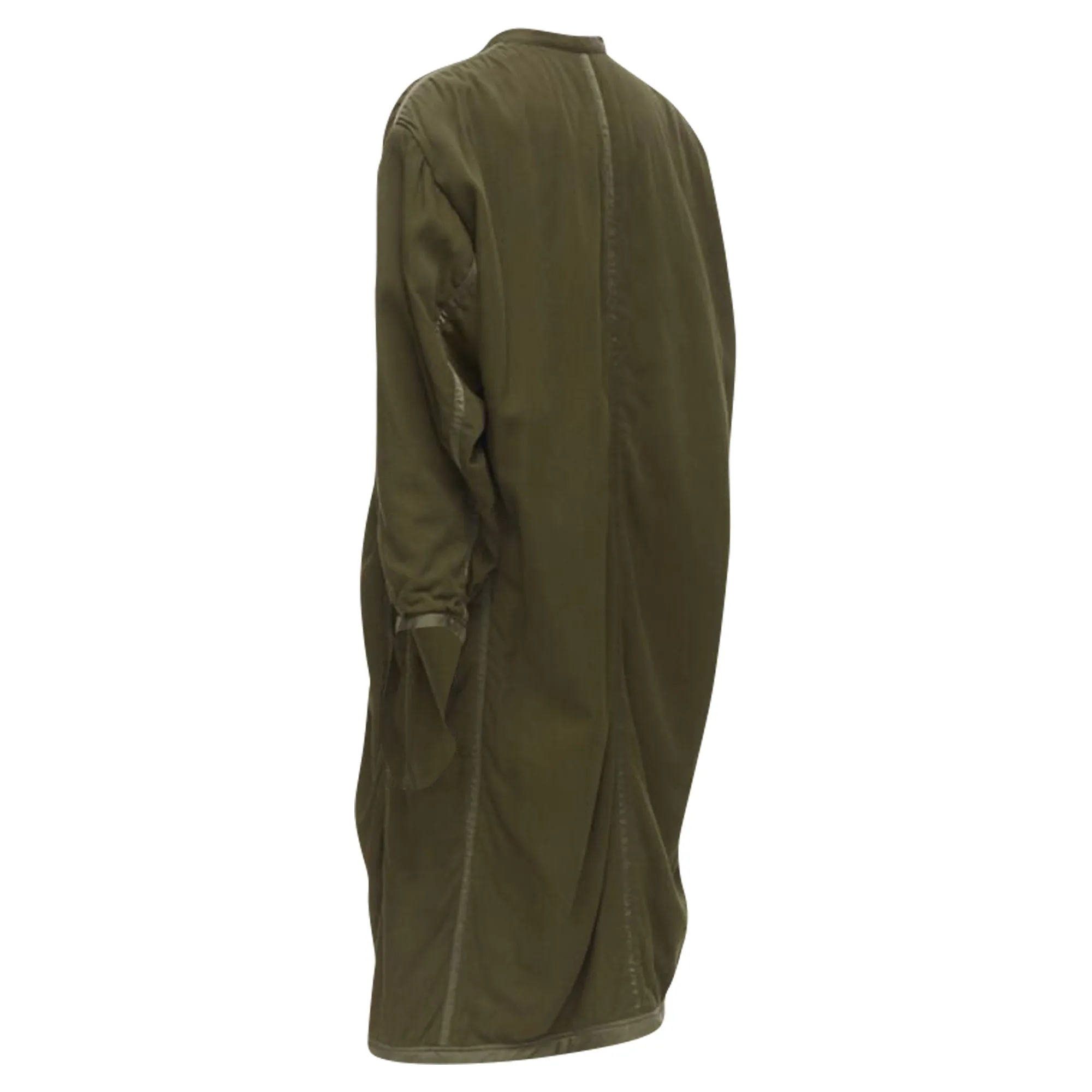 Issey Miyake khaki padded shoulder oversized coat