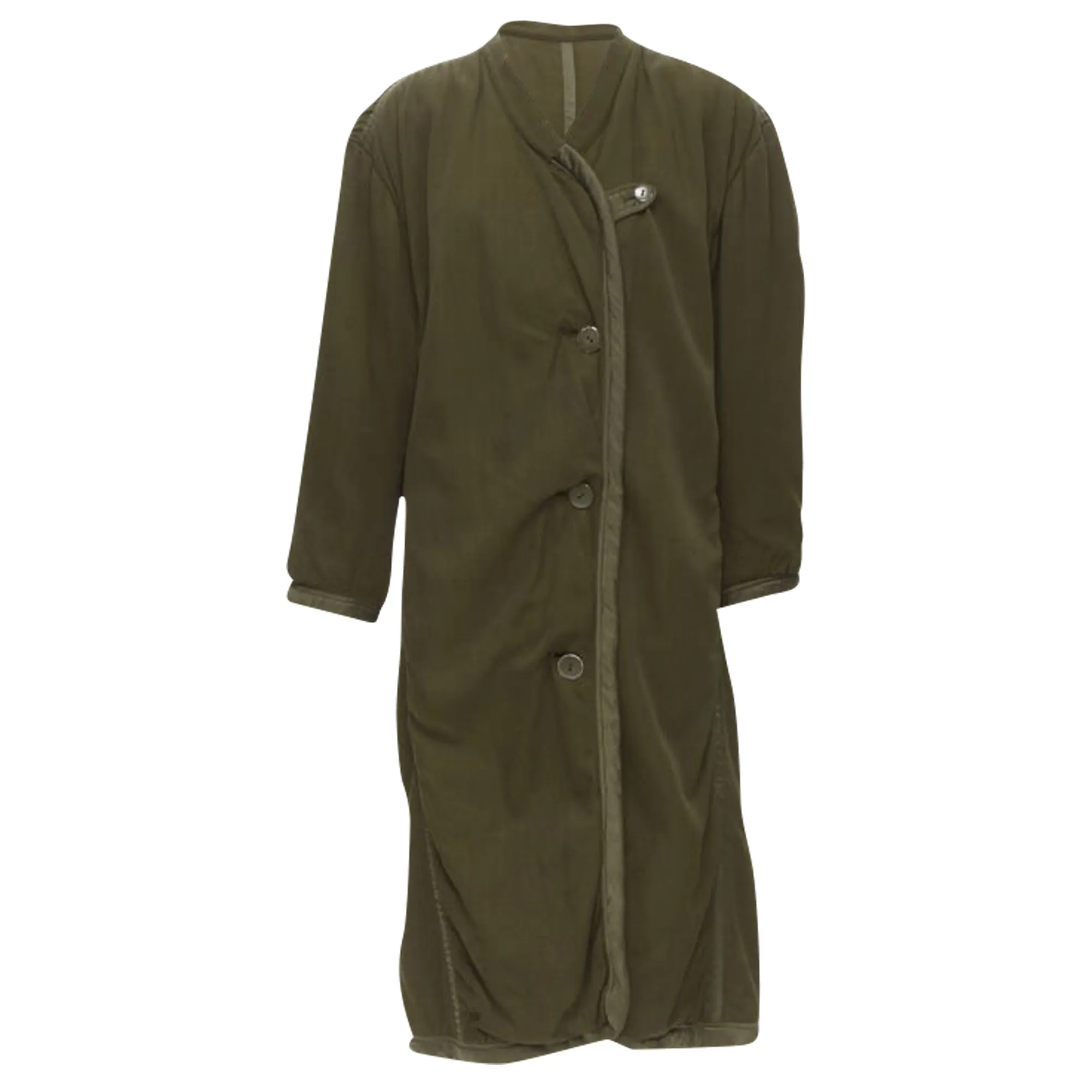 Issey Miyake khaki padded shoulder oversized coat