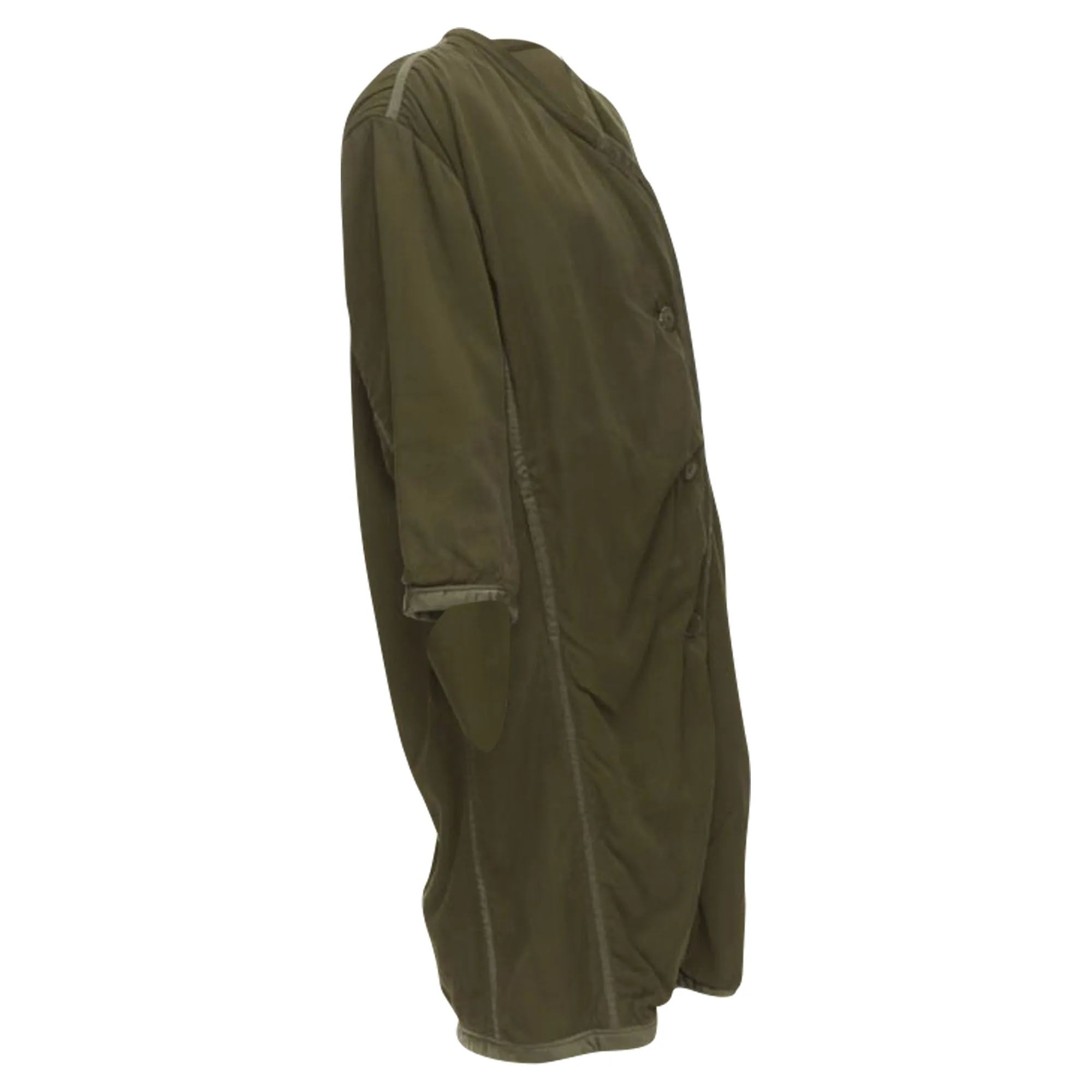 Issey Miyake khaki padded shoulder oversized coat